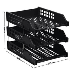 Набор лотков для бумаг «Стамм» STRONG, горизонтальный, на металлических стержнях, 3 отделения, чёрный