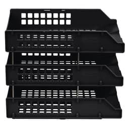 Набор лотков для бумаг «Стамм» STRONG, горизонтальный, на металлических стержнях, 3 отделения, чёрный