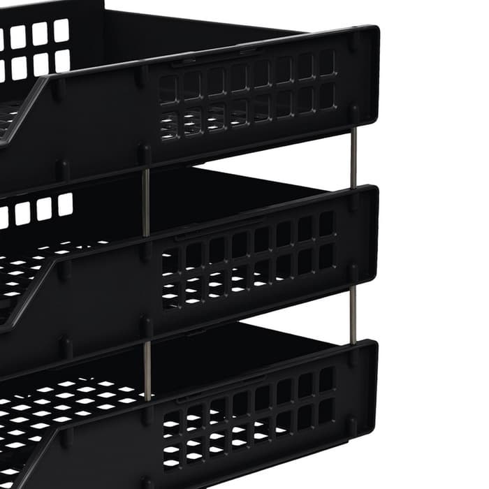 Набор лотков для бумаг «Стамм» STRONG, горизонтальный, на металлических стержнях, 3 отделения, чёрный