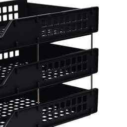 Набор лотков для бумаг «Стамм» STRONG, горизонтальный, на металлических стержнях, 3 отделения, чёрный