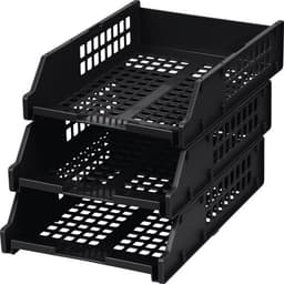 Набор лотков для бумаг «Стамм» STRONG, горизонтальный, на металлических стержнях, 3 отделения, чёрный