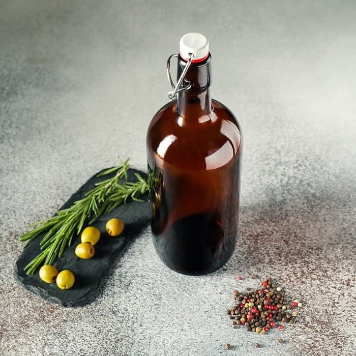 Бутылка, 1 л, с бугельным замком, стекло, коричневая