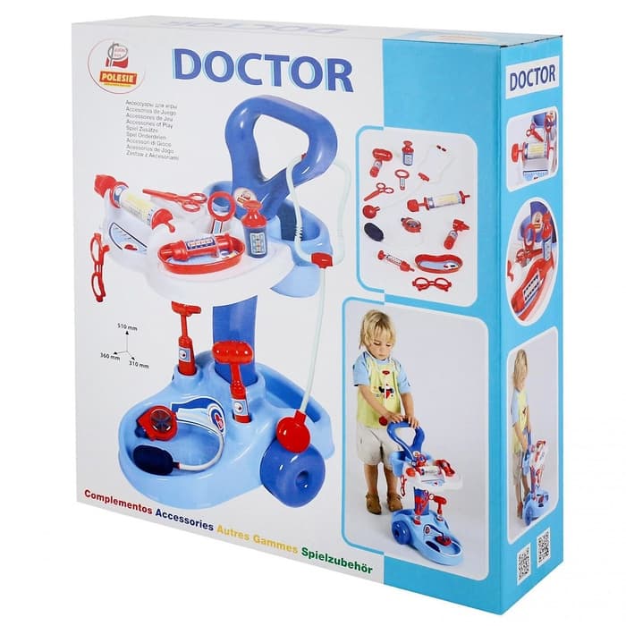 Игровой набор «Доктор», тележка на колёсиках, 12 предметов