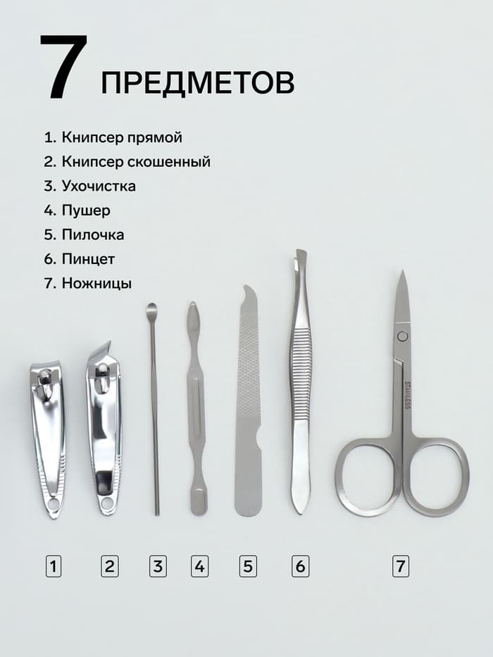 Набор маникюрный «Нежные пионы», 7 предметов, в футляре