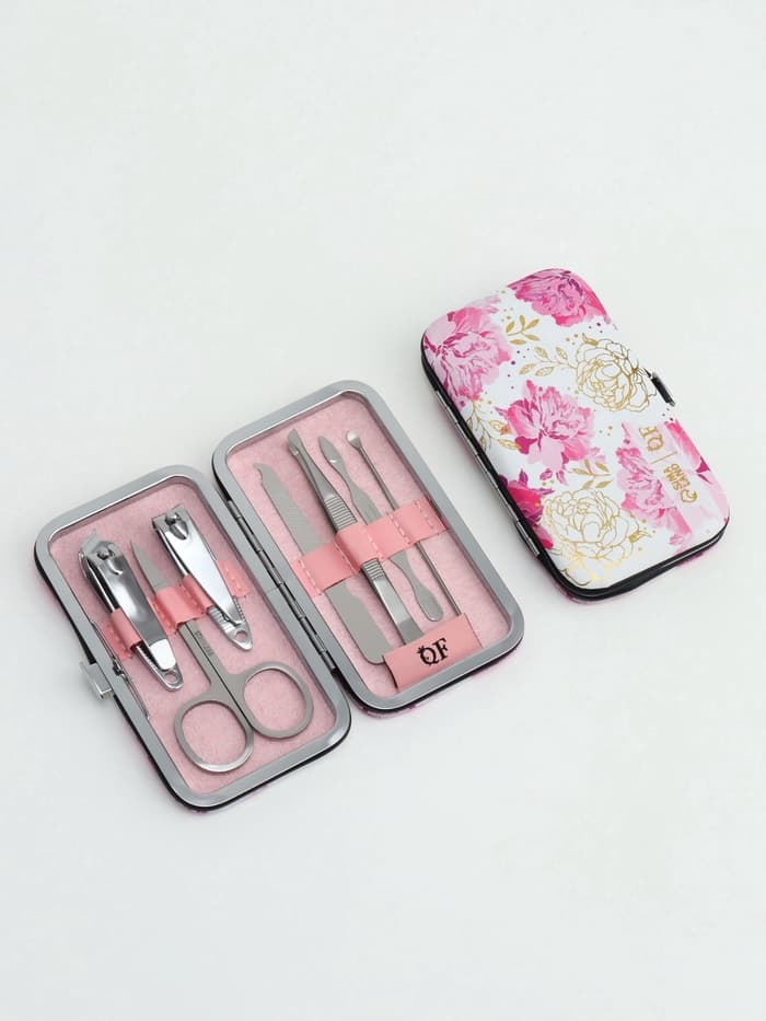 Набор маникюрный «Нежные пионы», 7 предметов, в футляре