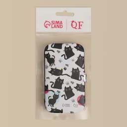 Набор маникюрный «Мур-мяу», 7 предметов, в футляре, чёрный, белый