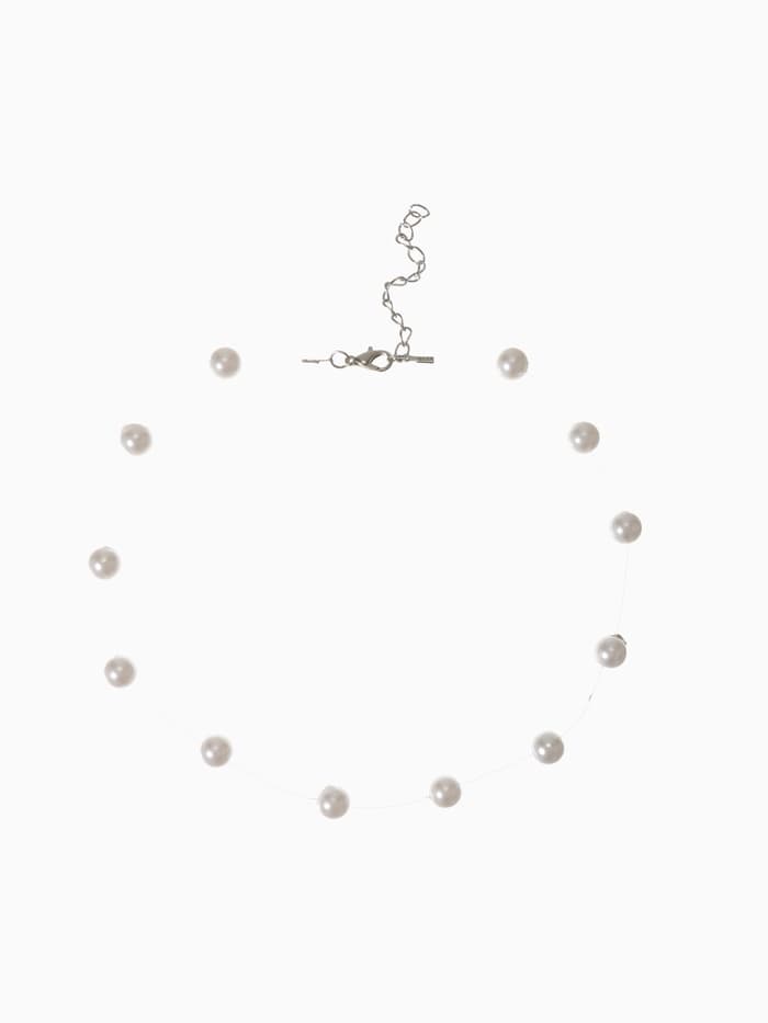 Бусы на леске «Жемчуг», шар №8, белые в серебре, 30 см