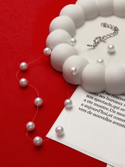 Бусы на леске «Жемчуг», шар №8, белые в серебре, 30 см