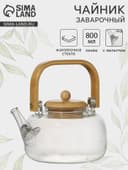 Заварочный чайник «Эко. Бабл», 800 мл, 18×13.5×12.5 см, с бамбуковой крышкой, металлический фильтр, стекло, прозрачный