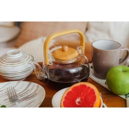 Заварочный чайник «Эко. Бабл», 800 мл, 18×13.5×12.5 см, с бамбуковой крышкой, металлический фильтр, стекло, прозрачный