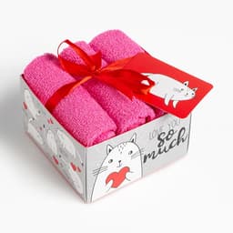 Махровые полотенца «Этель» Love you so mush, 30×30 см - 3 шт., хлопок 100%, розовые