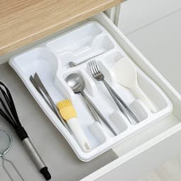 Лоток для столовых приборов в ящик BEROSSI Magic, 6 секций, 38×29×5 см, пластик, белый