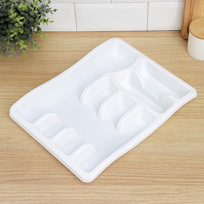 Лоток для столовых приборов в ящик BEROSSI Magic, 6 секций, 38×29×5 см, пластик, белый