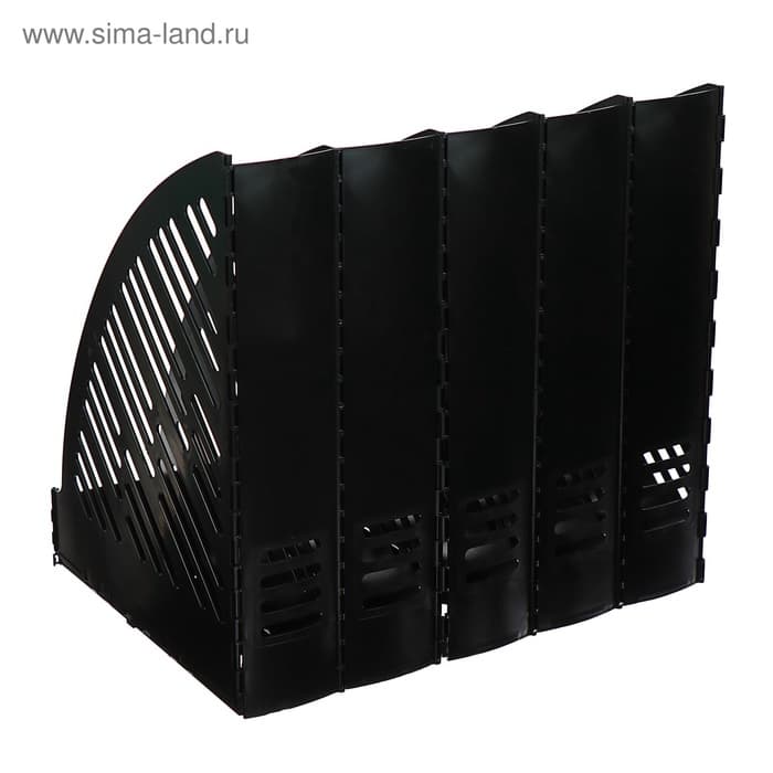 Лоток для бумаг А4, вертикальный, 5 отделений, чёрный