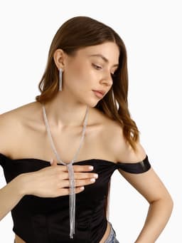 Набор 2 предмета: серьги, колье «Лёд. Дорожка», белый в серебре, 50 см