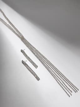 Набор 2 предмета: серьги, колье «Лёд. Дорожка», белый в серебре, 50 см