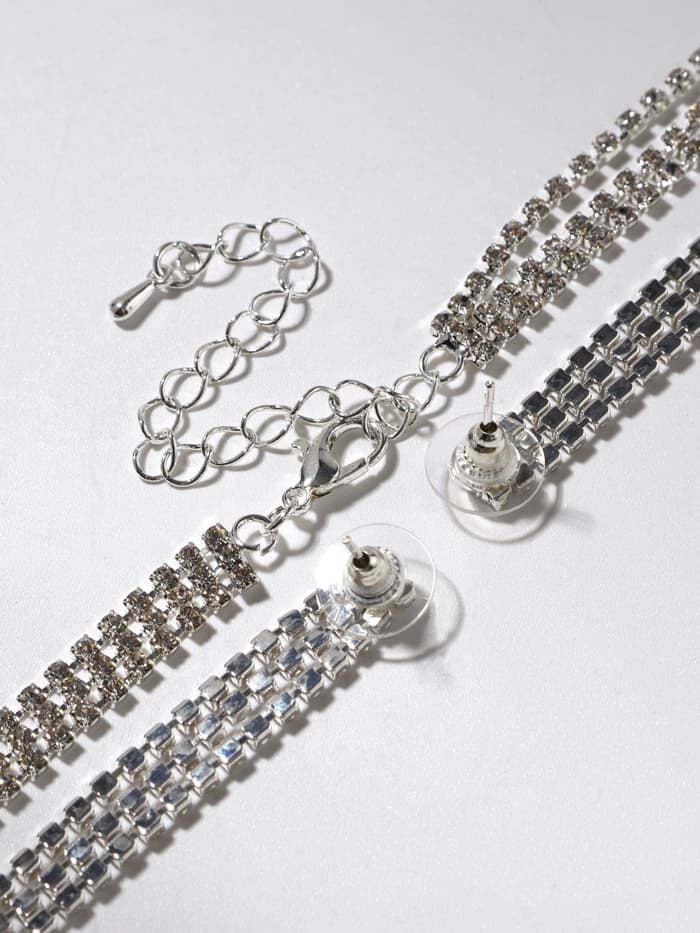 Набор 2 предмета: серьги, колье «Лёд. Дорожка», белый в серебре, 50 см