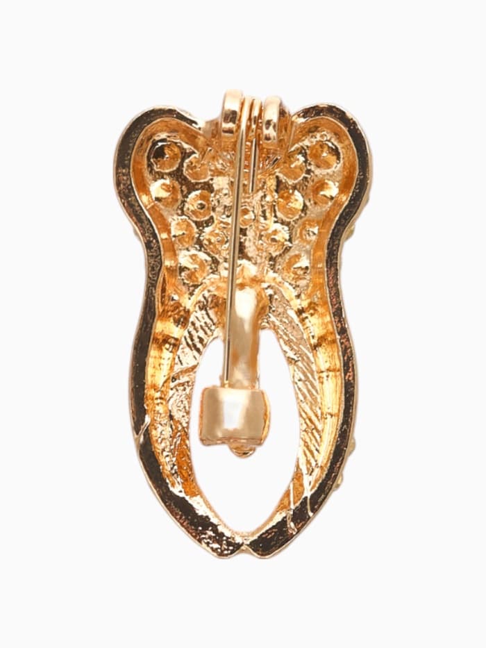 Брошь «Зуб», белая в золоте