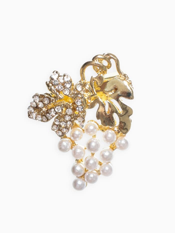 Брошь «Виноград», мини, белая в золоте