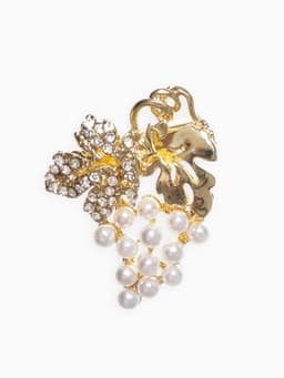 Брошь «Виноград», мини, белая в золоте