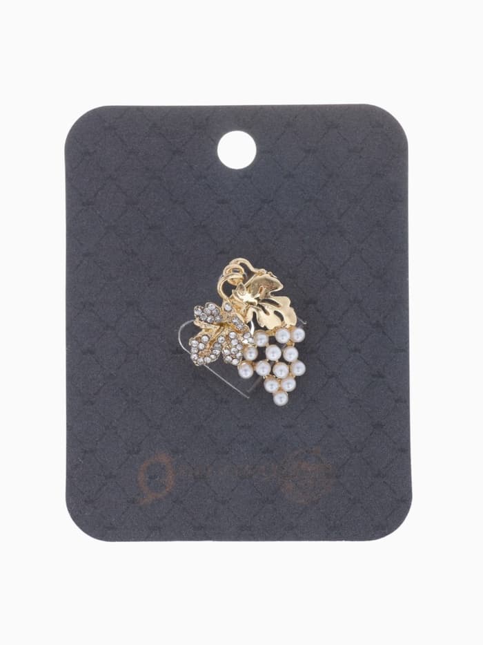 Брошь «Виноград», мини, белая в золоте