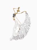 Брошь «Балерина», драма, серая в чернёном золоте