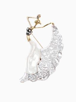 Брошь «Балерина», драма, серая в чернёном золоте