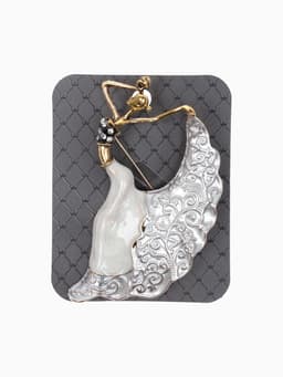 Брошь «Балерина», драма, серая в чернёном золоте