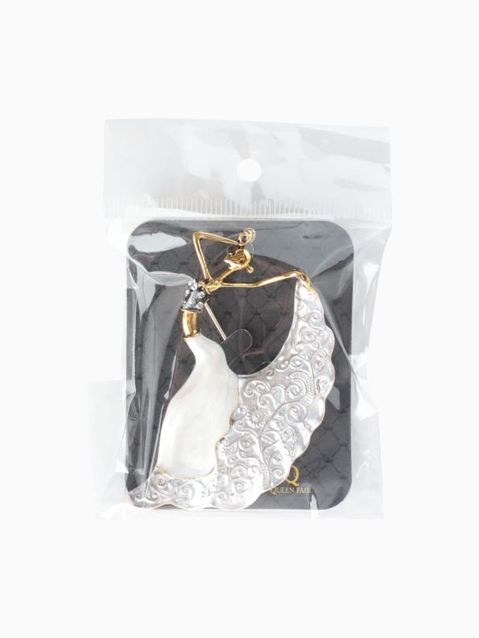 Брошь «Балерина», драма, серая в чернёном золоте