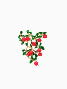 Брошь «Ветвь коралловая», красно-зелёная в золоте