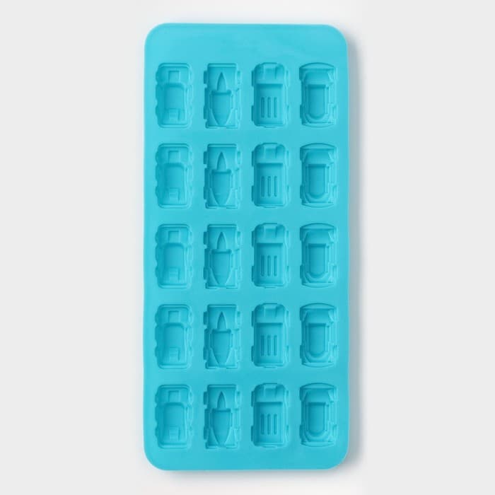 Форма для мармелада Доляна «Автомобили», силикон, 22×10×1.8 см, 20 ячеек (3.2×1.8 см) МИКС