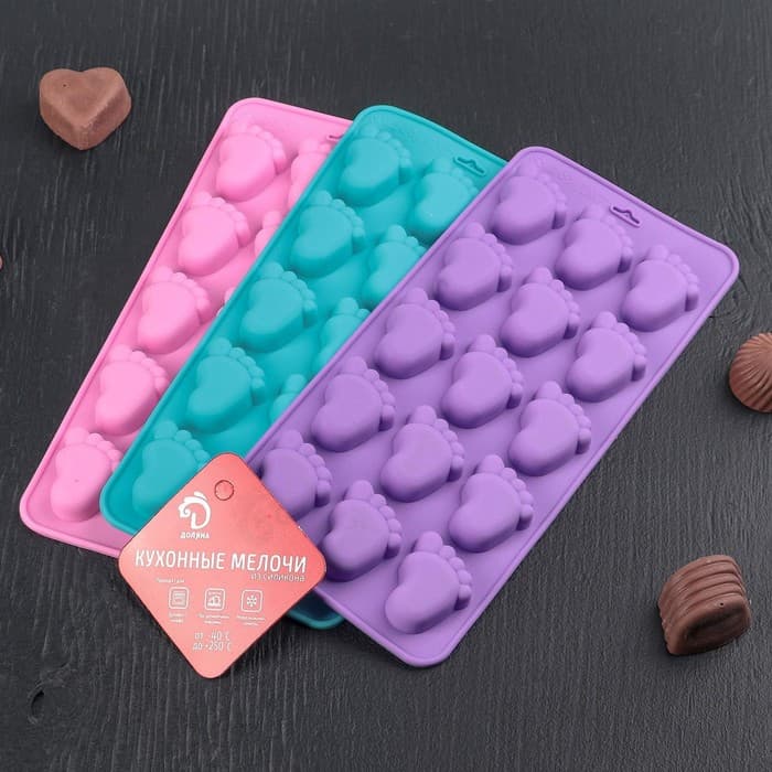 Форма для конфет и шоколада Доляна «Следопыт», силикон, 22×10×1.8 см, 15 ячеек (3.6×2.7 см), МИКС