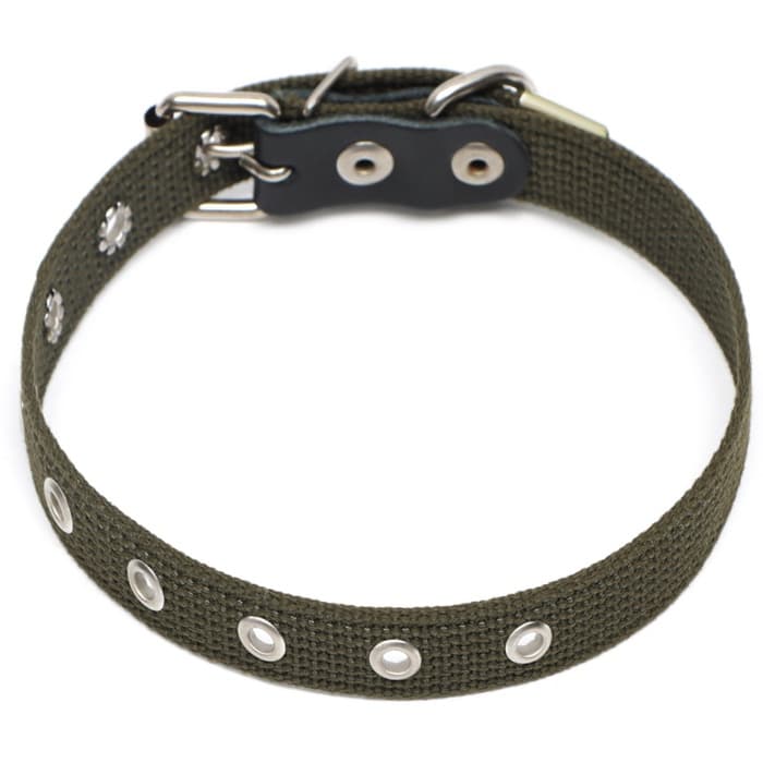 Ошейник брезентовый однослойный, безразмерный, 52×2 см, ОШ 23-46 см, хаки