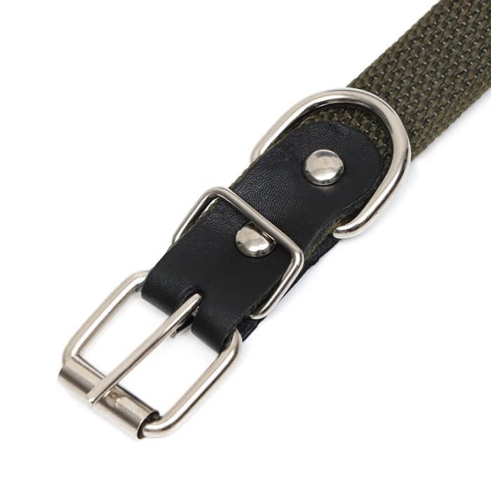 Ошейник брезентовый однослойный, безразмерный, 52×2 см, ОШ 23-46 см, хаки