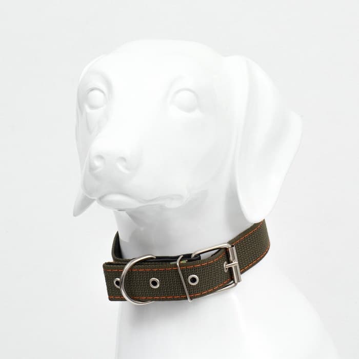 Ошейник брезентовый с подкладом, 72×3.5 см, ОШ 45-60 см, хаки