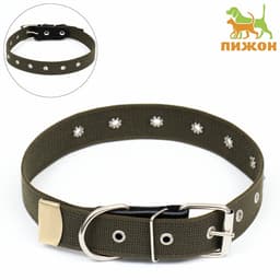 Ошейник брезентовый однослойный, безразмерный, 72×3.5 см, ОШ 45-60 см, хаки