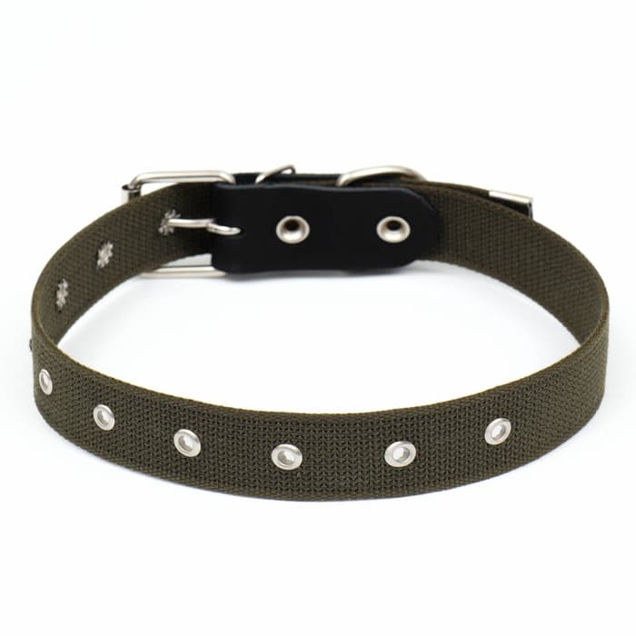 Ошейник брезентовый однослойный, безразмерный, 72×3.5 см, ОШ 45-60 см, хаки