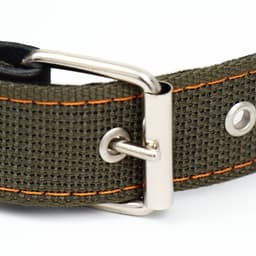 Ошейник брезентовый однослойный, безразмерный, 72×3.5 см, ОШ 45-60 см, хаки