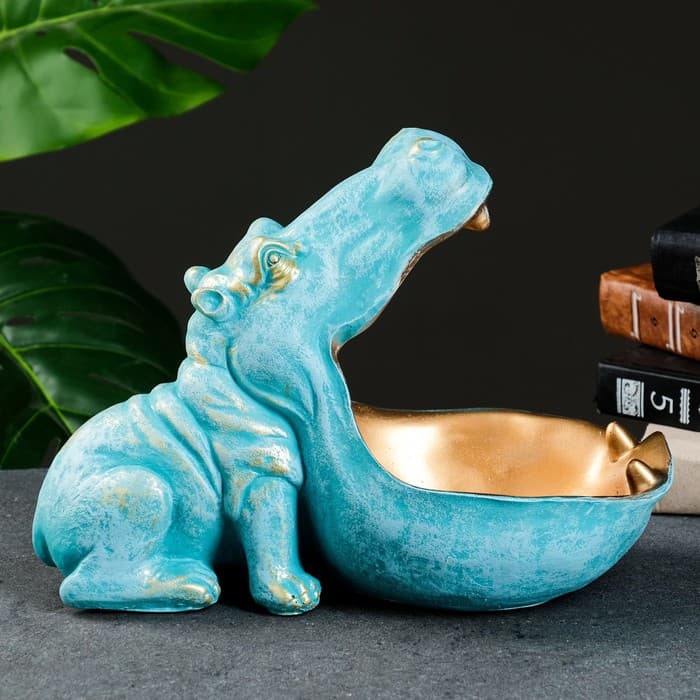 Подставка для мелочей «Бегемот» зеленый, 22×30 см