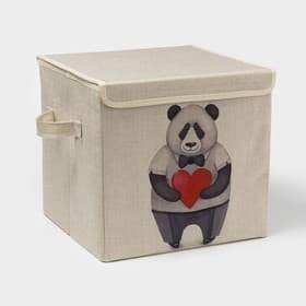 Короб стеллажный для хранения с крышкой «Влюблённая панда», 30×30×28.5 см