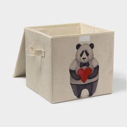 Короб стеллажный для хранения с крышкой «Влюблённая панда», 30×30×28.5 см