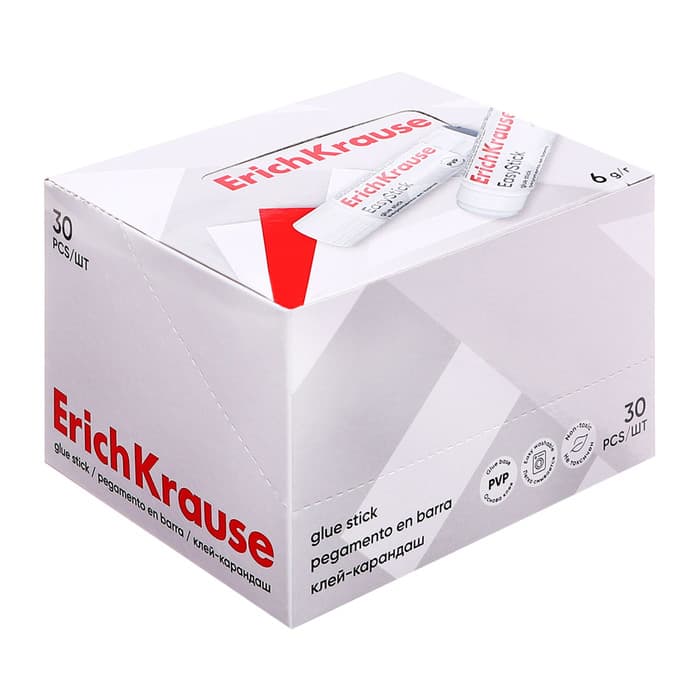 Клей-карандаш, ErichKrause EasyStick, PVP, быстрое склеивание, 6 г