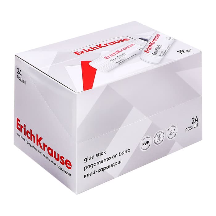 Клей-карандаш, ErichKrause EasyStick, PVP, быстрое склеивание, 19 г