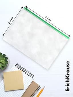 Папка-конверт на ZIP-молнии А4, 120 мкм, ErichKrause Fizzy Clear, c цветной молнией, до 100 листов, микс