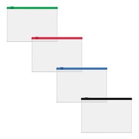 Папка-конверт на ZIP-молнии С6 ( 175×117 мм), 120 мкм, ErichKrause Fizzy Clear, c цветной молнией, тиснение, до 100 листов, микс