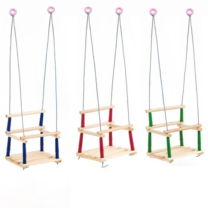 Качели подвесные, дерево, сиденье 33×22 см, цвет МИКС