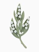 Брошь «Букет» ландыши, бело-зелёная