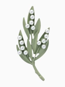 Брошь «Букет» ландыши, бело-зелёная