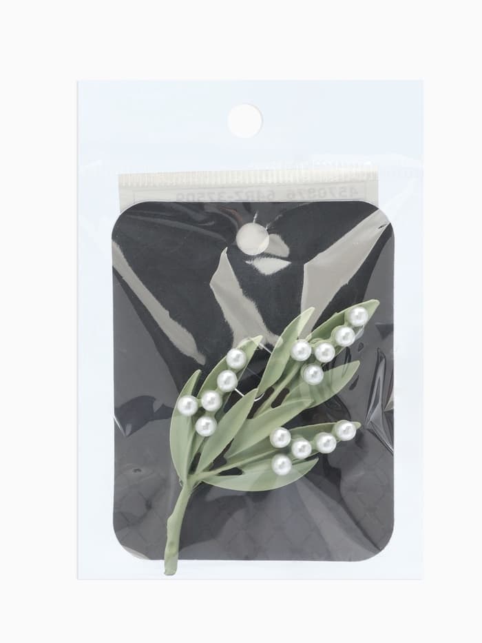 Брошь «Букет» ландыши, бело-зелёная