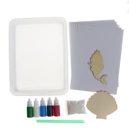 Набор для творчества «Рисуем в технике Эбру. Русалочка», 10 листов, А5, 2 деревянных трафарета